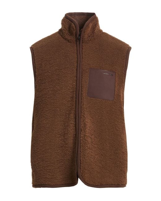 Moncler Brown Vest Polyester, Calfskin for men