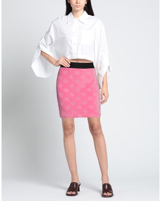 Dolce & Gabbana Pink Logo Cotton Miniskirt