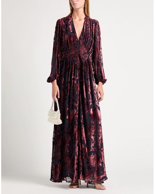 LaDoubleJ Purple Garnet Maxi Dress Viscose, Silk