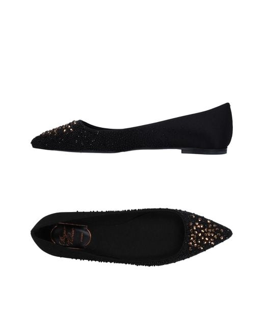Roger Vivier Black Ballet Flats Textile Fibers