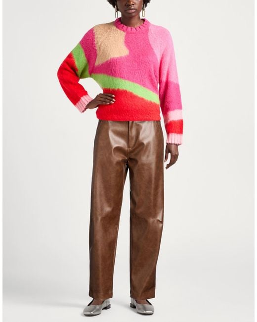 Souvenir Clubbing Brown Pants Polyester, Polyurethane