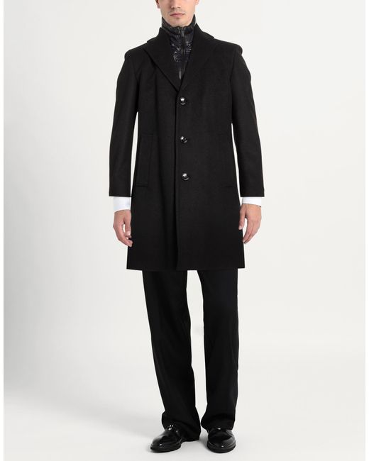 Strellson Black Coat Wool, Polyamide, Cashmere for men