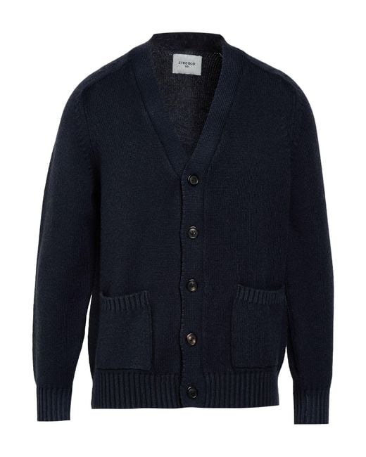 Circolo 1901 Blue Midnight Cardigan Merino Wool for men