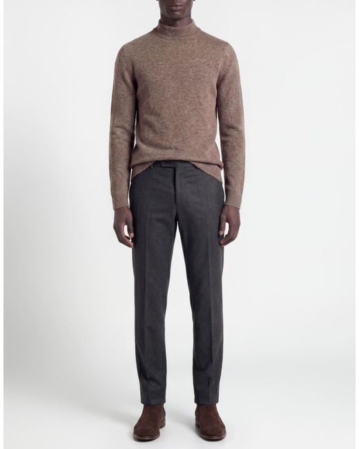 Roberto Collina Brown Taupe Turtleneck Cashmere, Silk, Polyester for men