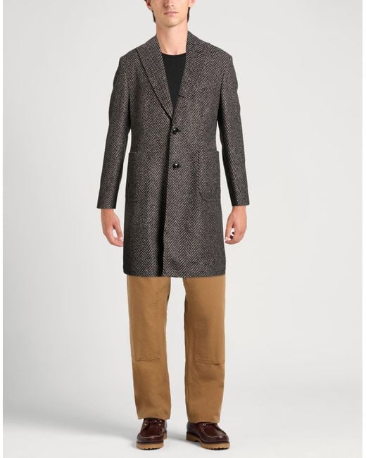 Tombolini Gray Dark Coat Polyester, Acrylic, Virgin Wool for men