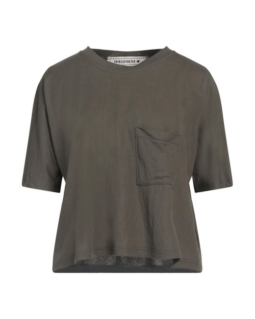 Shirtaporter Gray T-Shirt Viscose, Nylon, Elastane