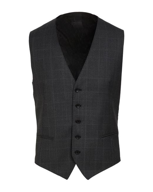 Tagliatore Black Charcoal Tailored Vest Virgin Wool for men