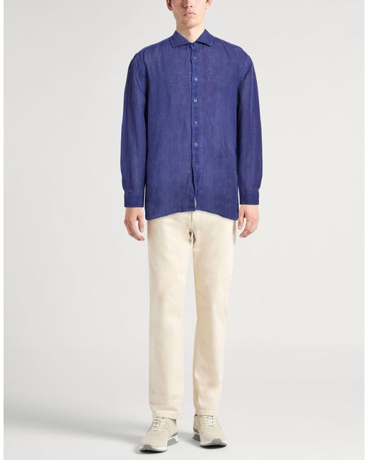 120% Lino Blue Shirts for men