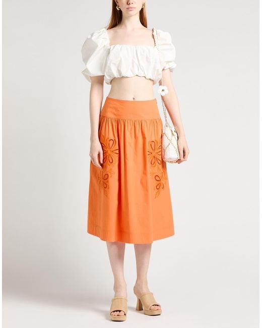 Boutique Moschino Orange Midi Skirt Cotton, Elastane
