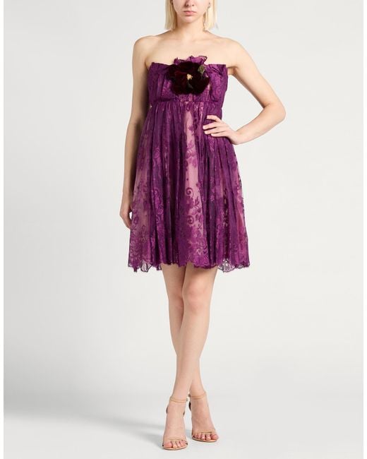Dolce & Gabbana Purple Plum Mini Dress Viscose, Polyamide, Silk