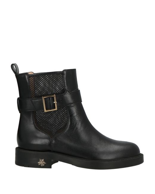 Charlotte Olympia Black Ankle Boots Calfskin, Textile Fibers