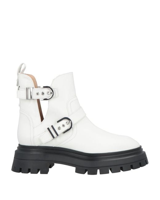Stuart Weitzman White Ankle Boots Leather