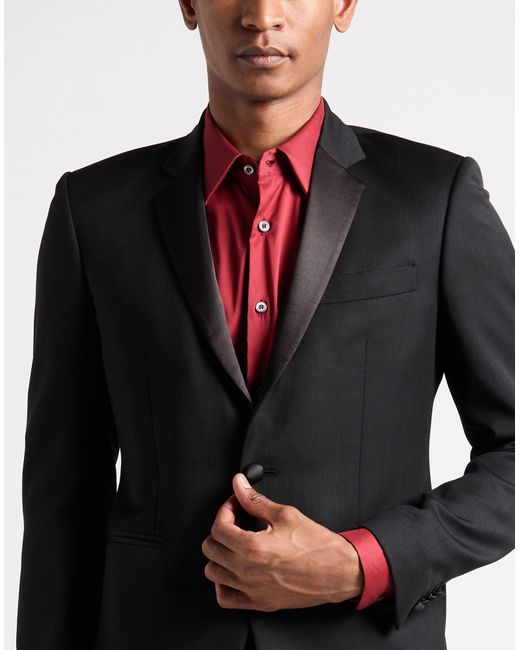 Brian Dales Black Suit Polyester, Wool for men