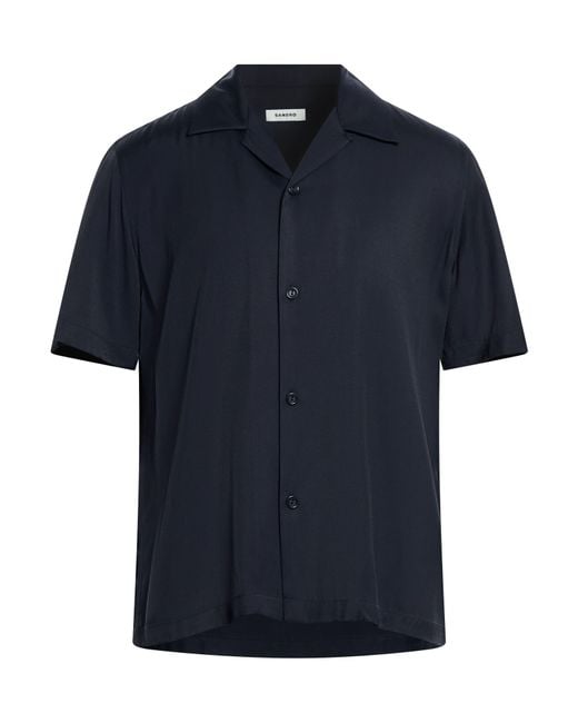 Sandro Blue Midnight Shirt Viscose for men