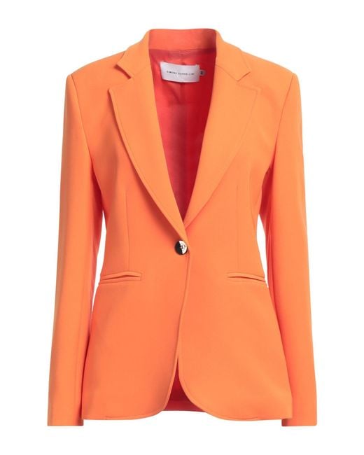 SIMONA CORSELLINI Orange Blazer Polyester, Elastane