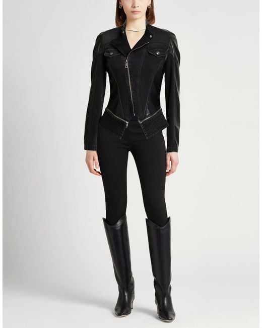 Versace Jeans Couture Black Denim Outerwear Cotton, Elastane