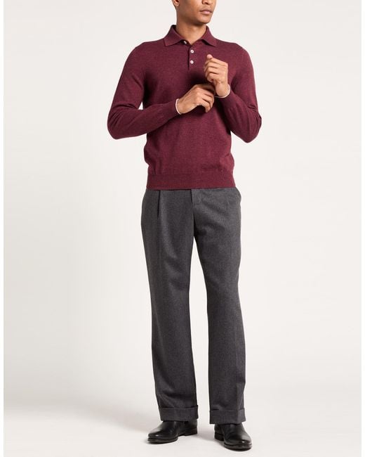 Brunello Cucinelli Red Burgundy Sweater Cashmere for men