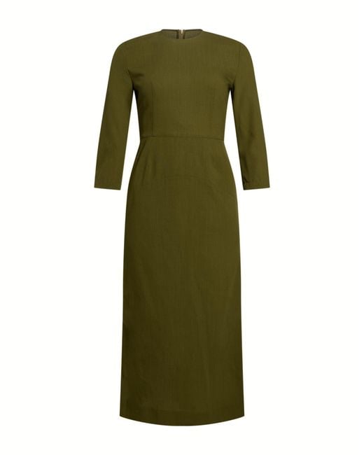 Fabiana Filippi Green Military Midi Dress Wool