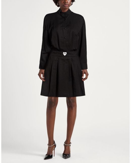 Love Moschino Black Mini Dress Linen, Lyocell, Cotton