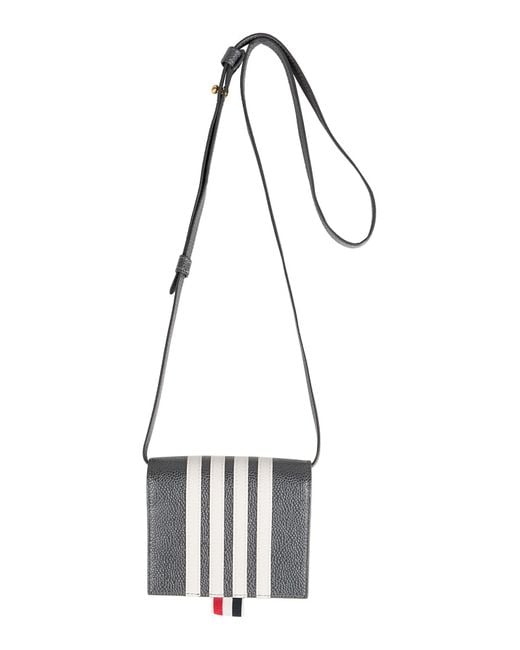 Thom Browne White Portemonnaie mit Tragriemen