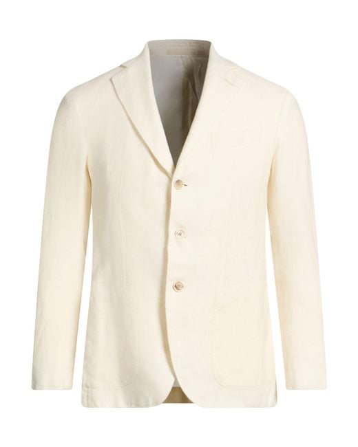 Caruso Natural Ivory Blazer Linen, Wool for men