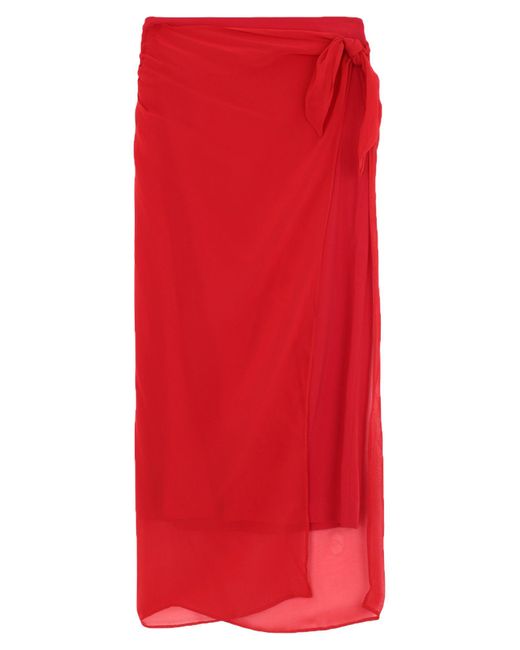 Jucca Red Midi Skirt Viscose, Elastane