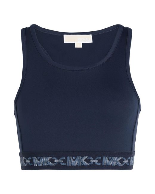 MICHAEL Michael Kors Blue Logo-Strap Sports Bra
