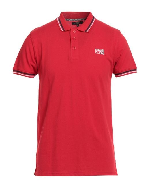 Roberto Cavalli Red Polo Shirt Cotton for men