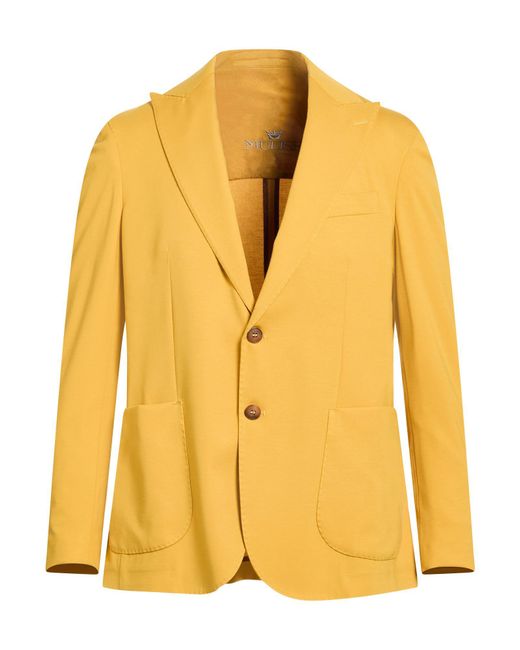 MULISH Yellow Blazers for men
