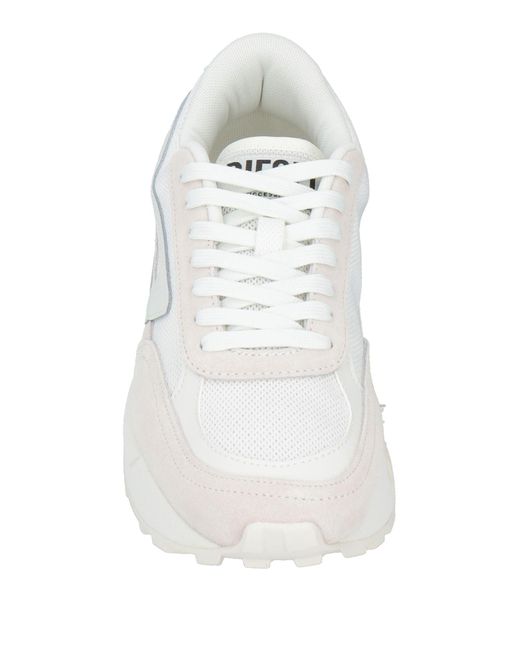 DIESEL White Sneakers Calfskin, Polyester for men