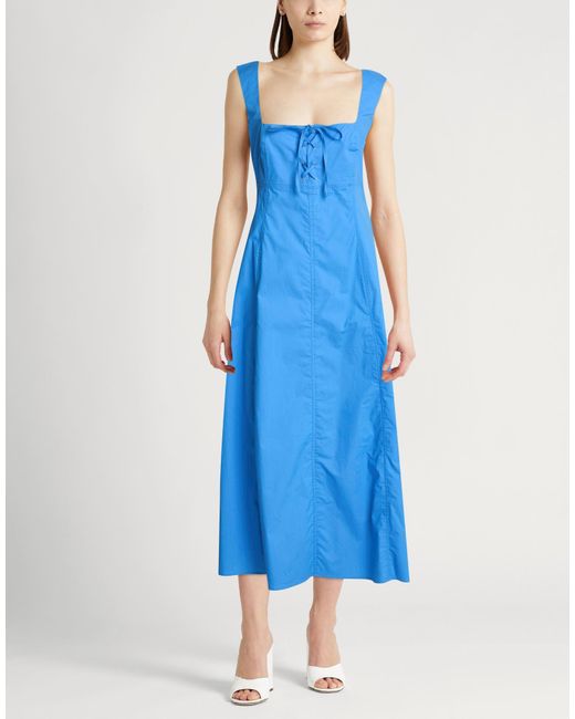 19.70 Nineteen Seventy Blue Azure Midi Dress Cotton