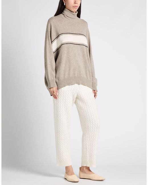 Brunello Cucinelli Natural Turtleneck Virgin Wool, Cashmere, Silk