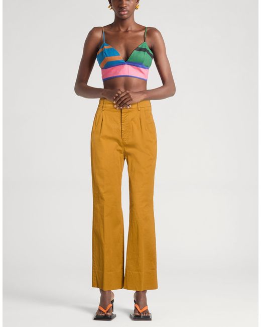 Berwich Yellow Mustard Pants Cotton, Elastane