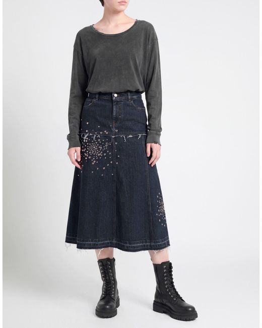 DES_PHEMMES Blue Denim Skirt Cotton, Elastane