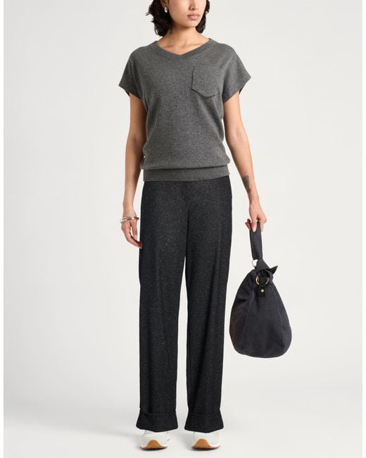 Lardini Black Charcoal Pants Wool, Polyester, Acrylic, Silk, Elastane