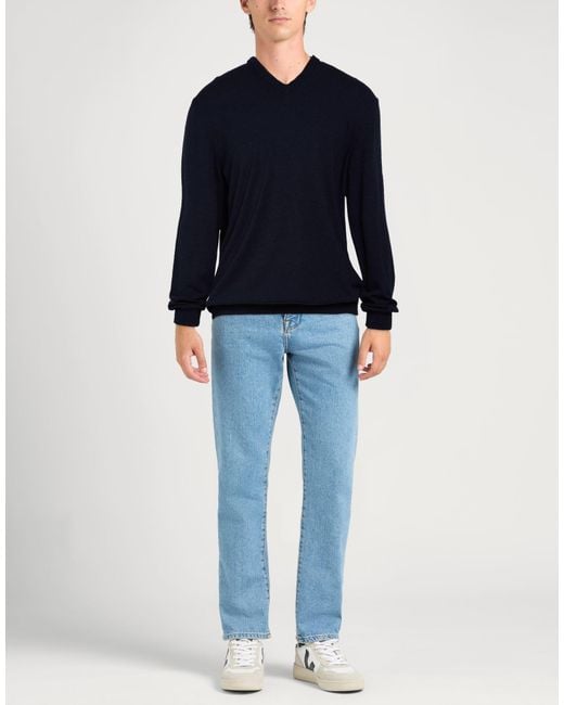 Zanone Blue Midnight Sweater Virgin Wool, Polyamide for men