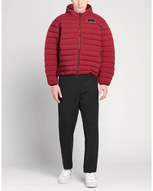 EA7 Red Burgundy Puffer Polyester, Elastane for men