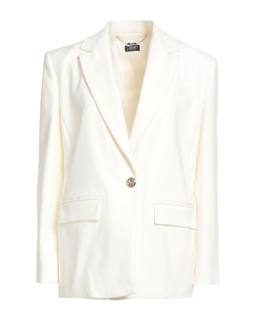 Liu Jo White Blazer Cotton, Polyamide, Elastane