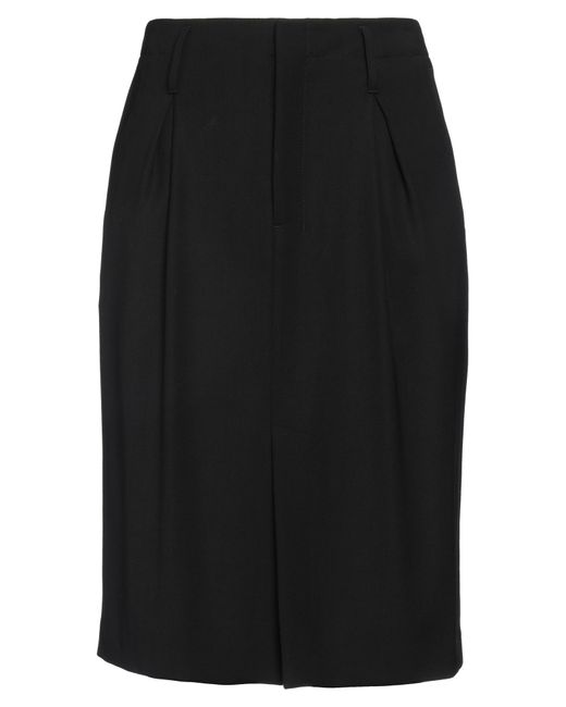 AMI Black Midi Skirt Viscose, Wool