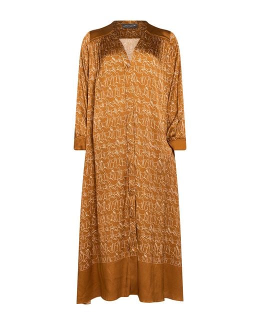 Antonia Zander Natural Tan Midi Dress Silk, Elastane