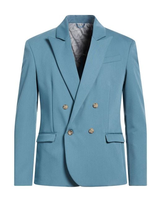 Imperial Blue Slate Blazer Polyester, Viscose, Elastane for men