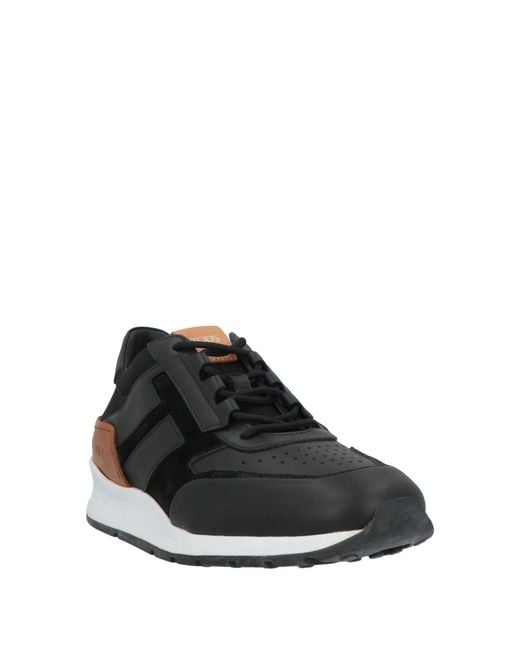 Tod's Black Sneakers Leather, Textile Fibers for men