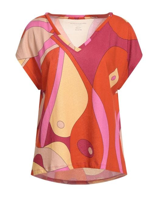 Majestic Filatures Pink T-Shirt Cotton, Linen