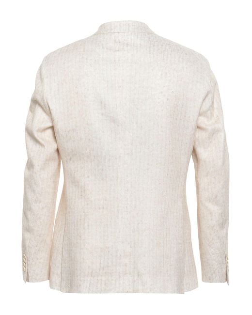 Etro White Ivory Blazer Viscose, Linen for men