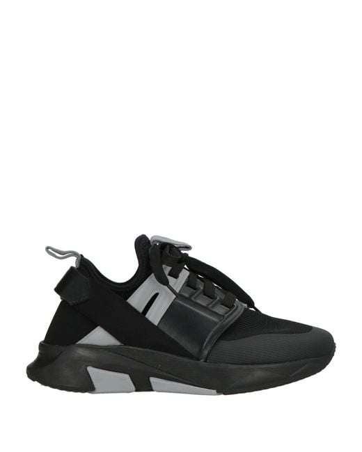 Tom Ford Black Sneakers Calfskin, Polyester, Viscose, Cotton for men