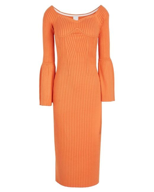 8 by YOOX Orange Midi Dress