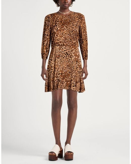 Twinset Brown Camel Mini Dress Viscose