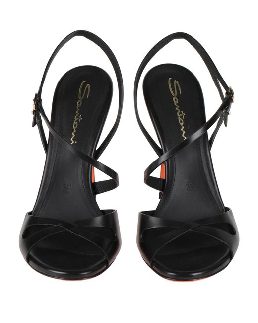 Santoni Black Sandals Leather