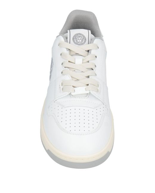 Versace White Sneakers Calfskin, Textile Fibers for men