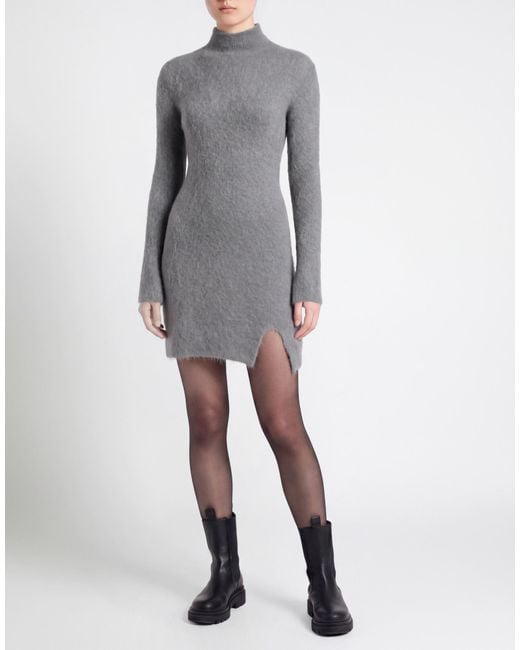 ViCOLO Gray Mini Dress Alpaca Wool, Polyamide, Virgin Wool, Elastane